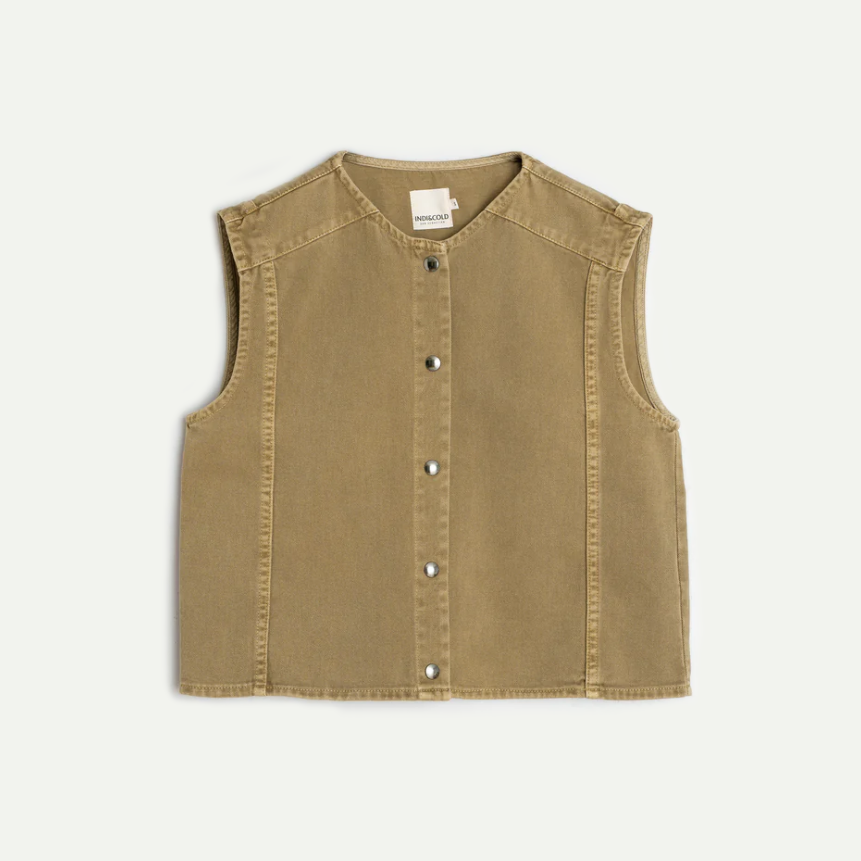 Olive Boxy Twill Vest