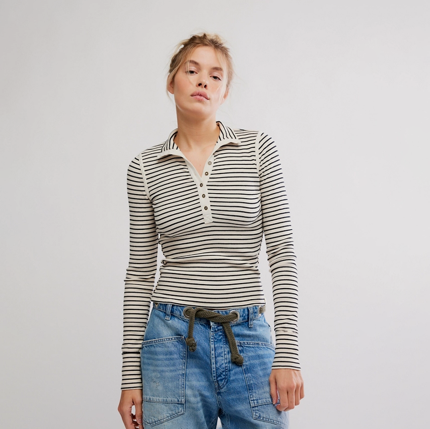 Tea Combo Lake Henley Stripe T-Shirt