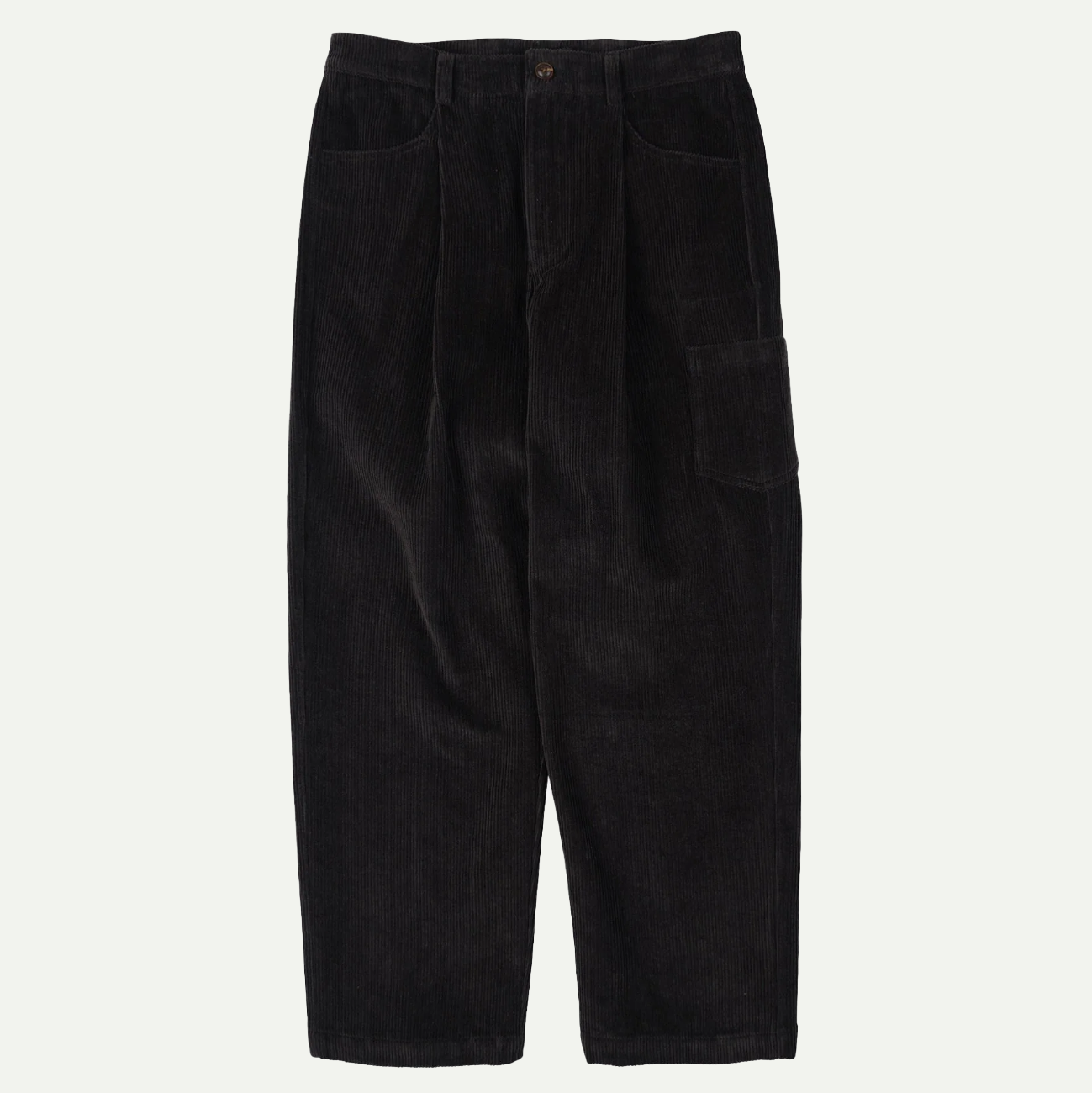 Charcoal Corduroy Wide One Tuck Pants