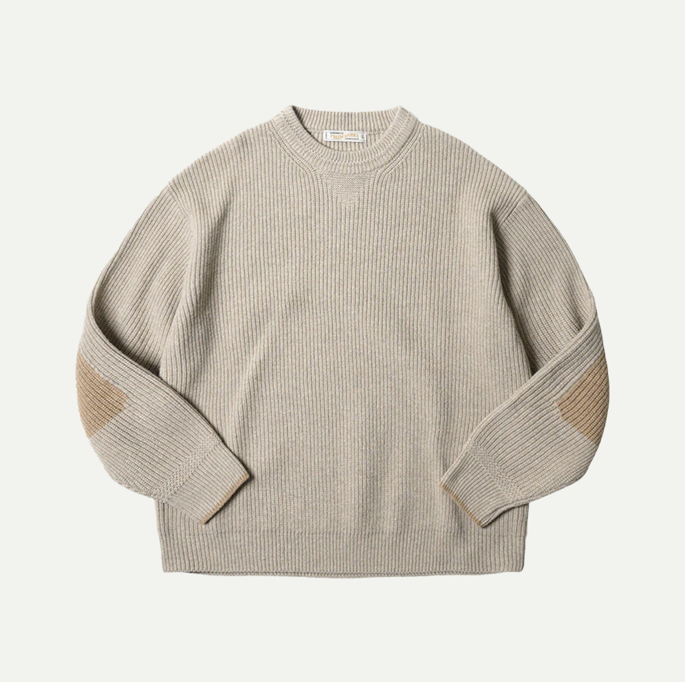 Oatmeal Patch Pullover Knit