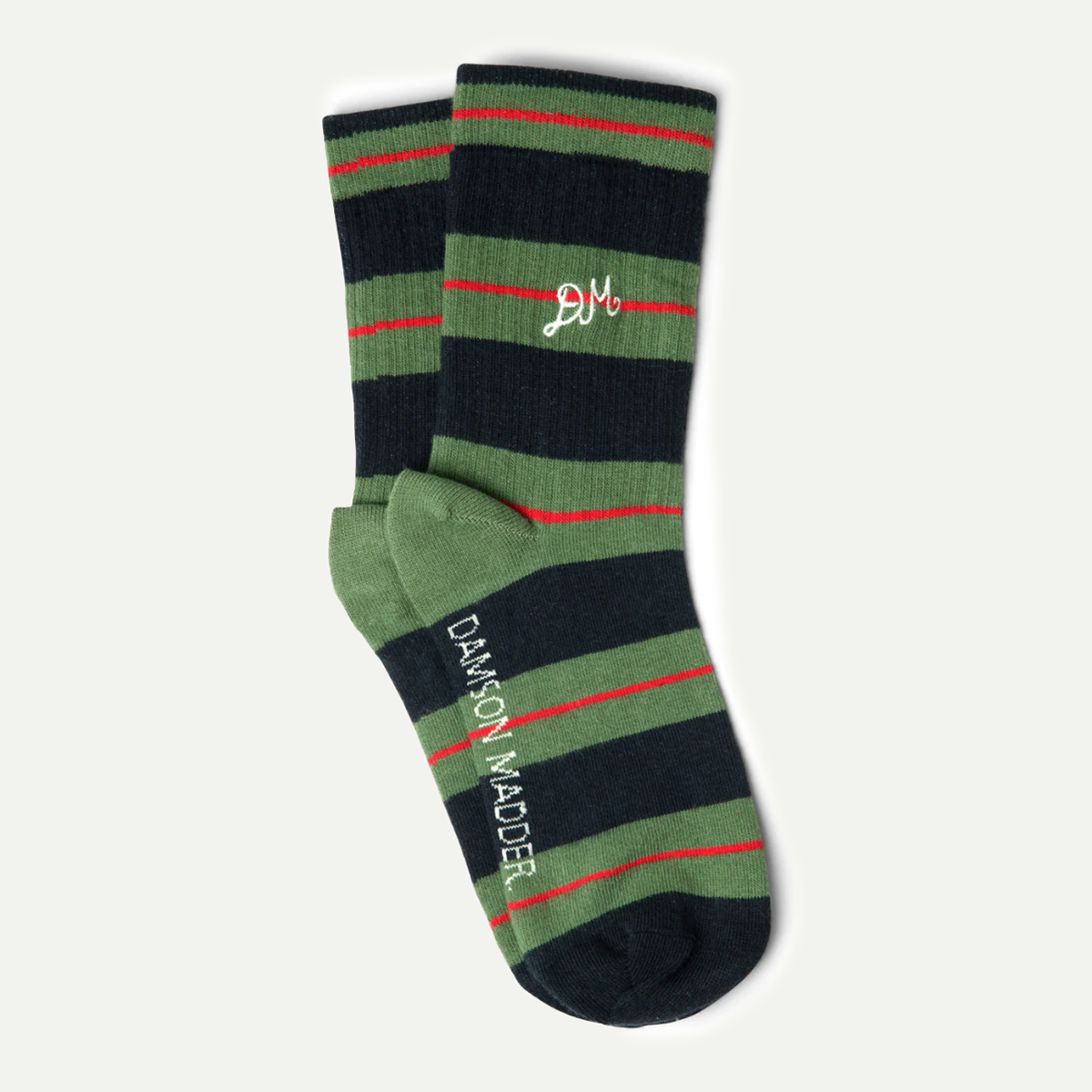 Olive Multi Stripe Sporty Calf Length Sock