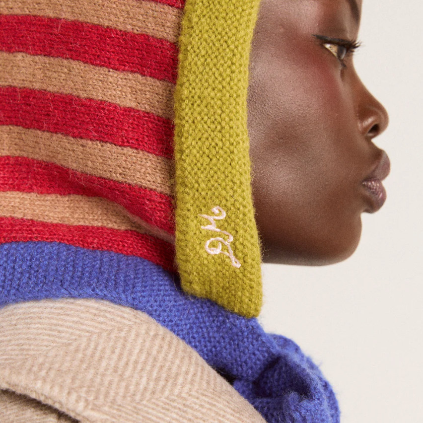 Mix Stripe Knit Bonnet