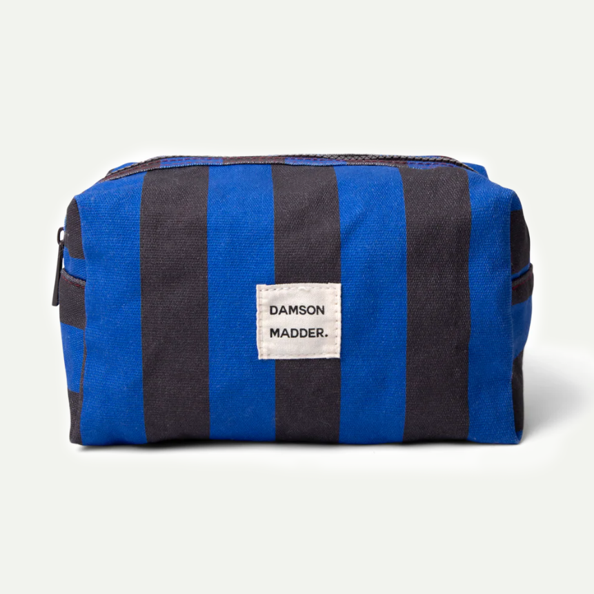 Blue/Grey Stripe Canvas Make-Up Bag