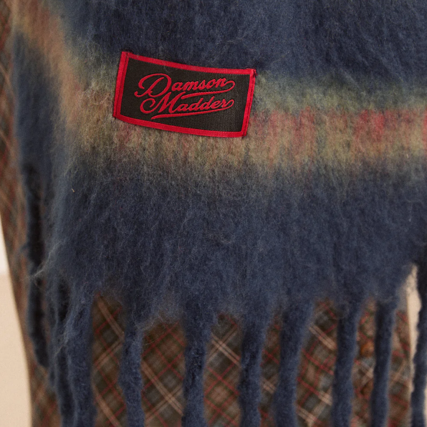 Choc/Blue Stripe Brushed Knit Oversized Scarf