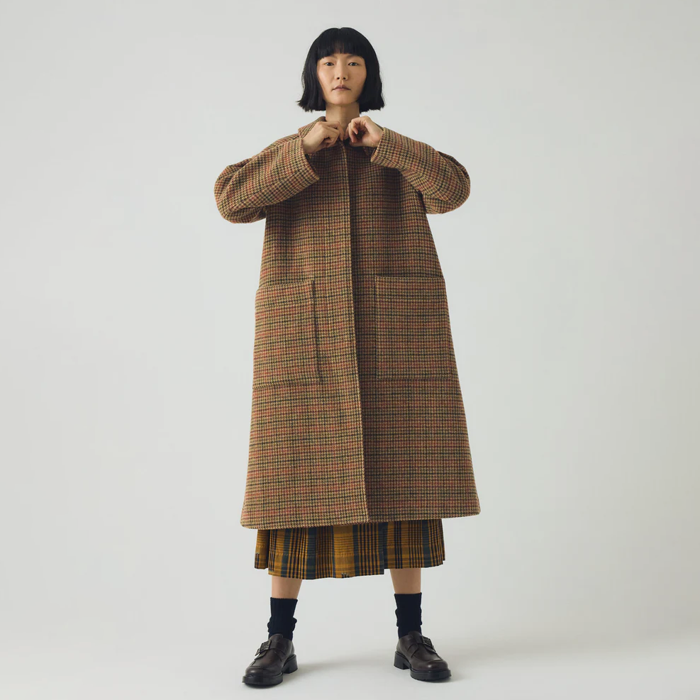 Vibrant Check Wool Coat