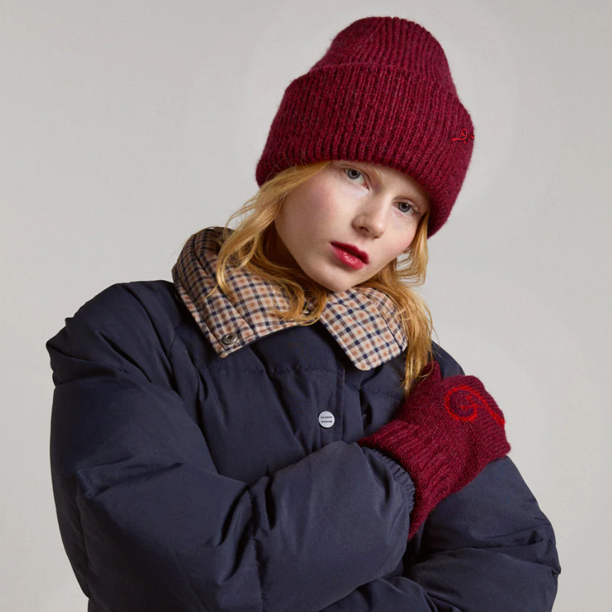 Burgandy Knit DM Logo Beanie