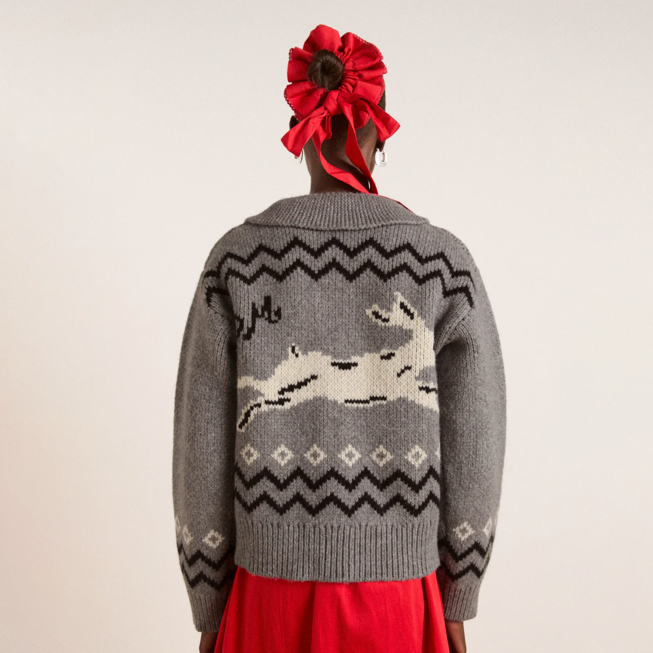 Bunny Intarsia Cecily Collar Cardigan