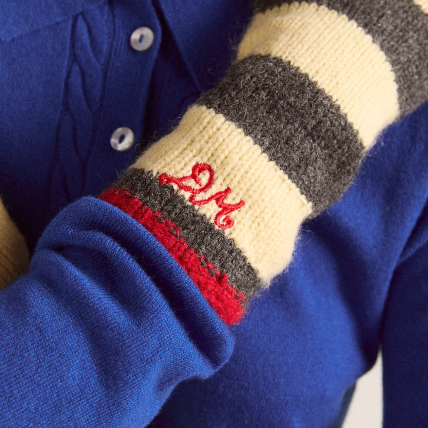 Butter/Charcoal Striped Gloves