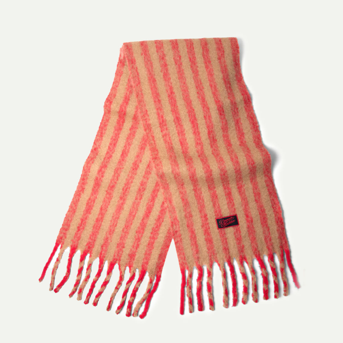 Red/Tan Stripe Brushed Knit Oversized Scarf