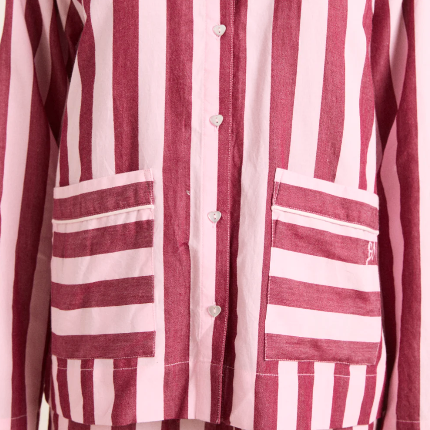 Burgandy/Pink Wide Stripe Florie PJ Set
