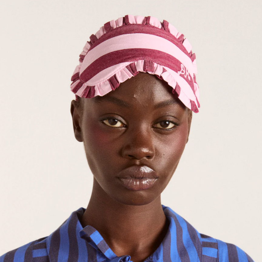 Burgandy/Pink Wide Stripe Eye Mask