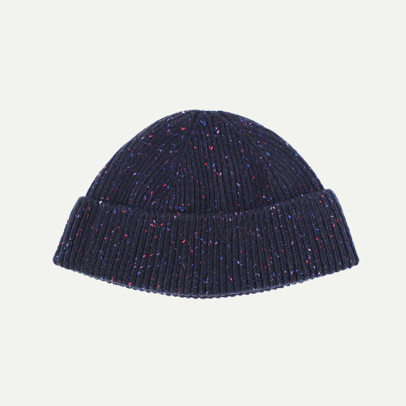 Navy Nep Wool Seamless Beanie
