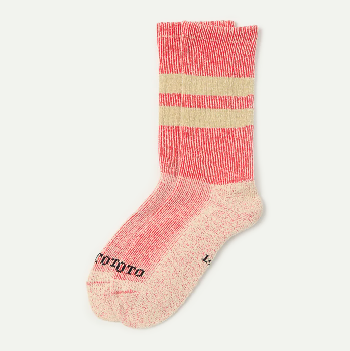 Red/Beige Pile Stripe Marl Socks