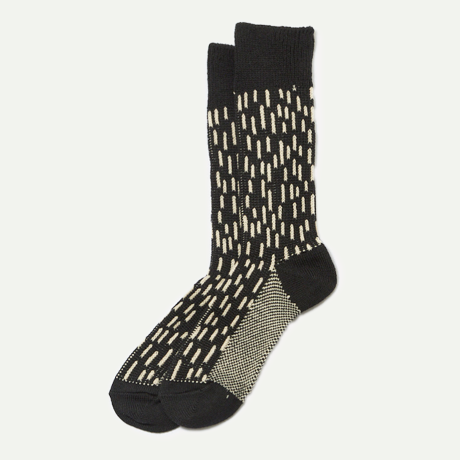 Black/Ivory Rain Drop Crew Socks