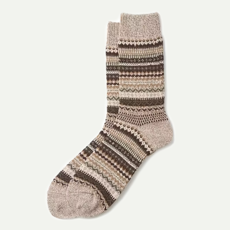 Brown Nordic Pattern Socks