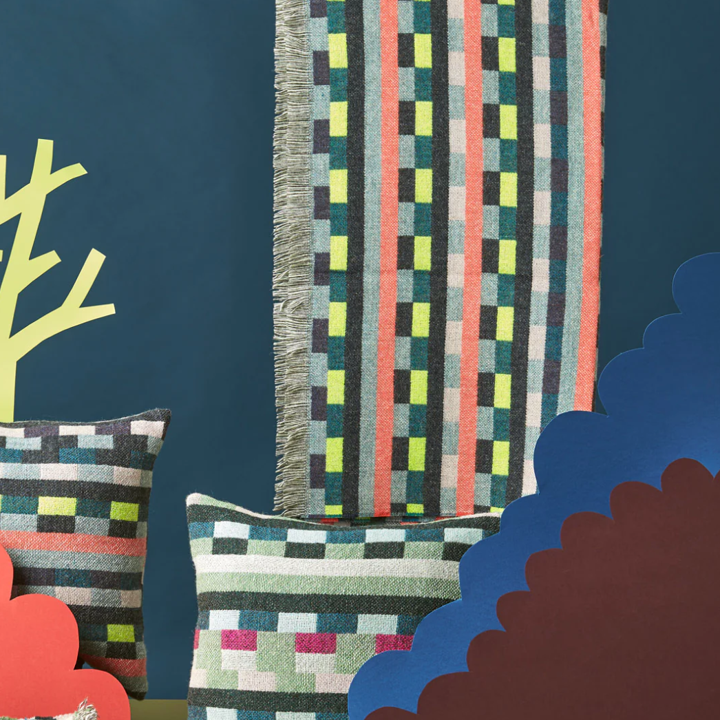 Denim Blue Glitch Woven Throw