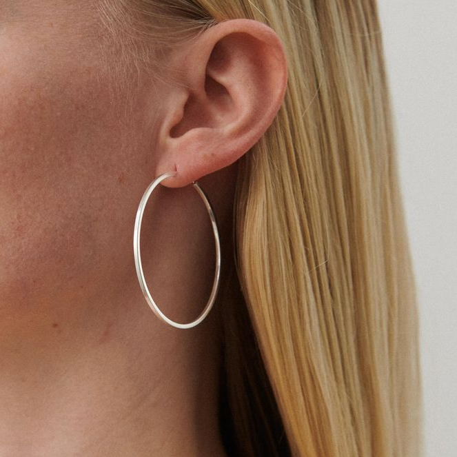 Silver Orbit Hoops