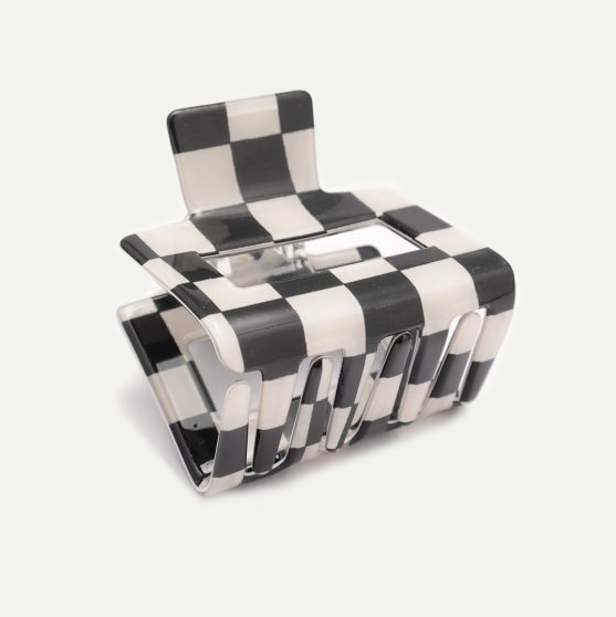 Black/White Checkered Small Hair Claw