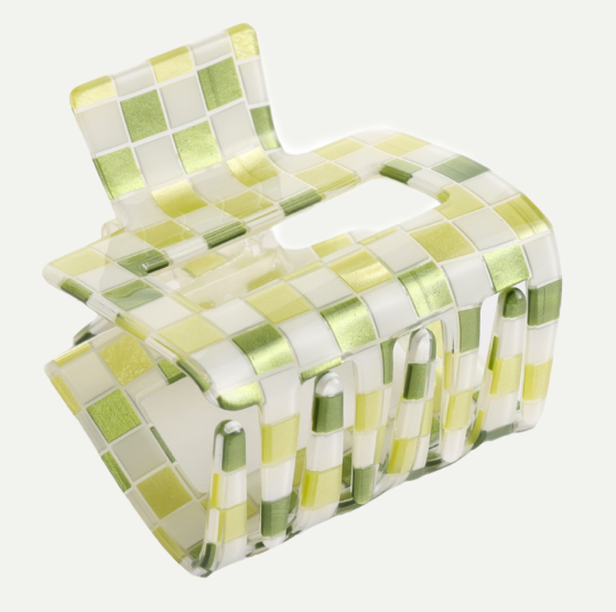 Green Multi Squares Small Hair Claw