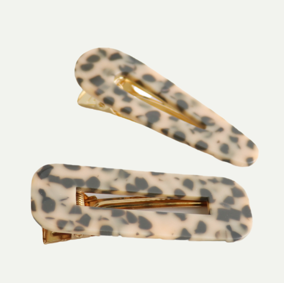 Cream Leopard Hair Clips