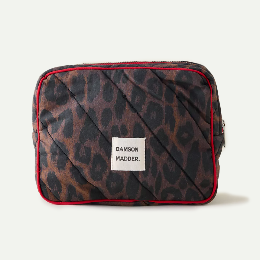 Dark Leopard Quilted Make-Up Bag