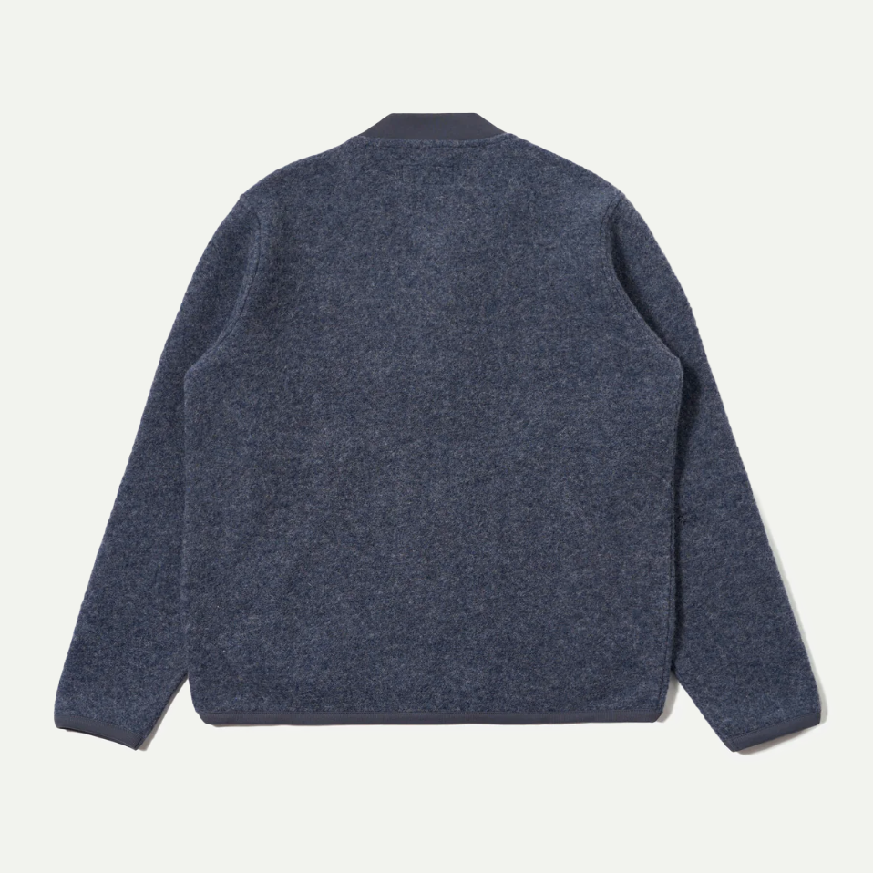 Slate Blue Wool Fleece Zip Bomber