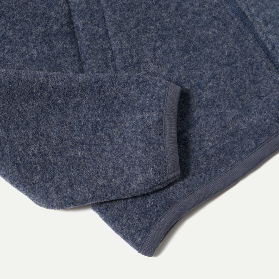 Slate Blue Wool Fleece Zip Bomber