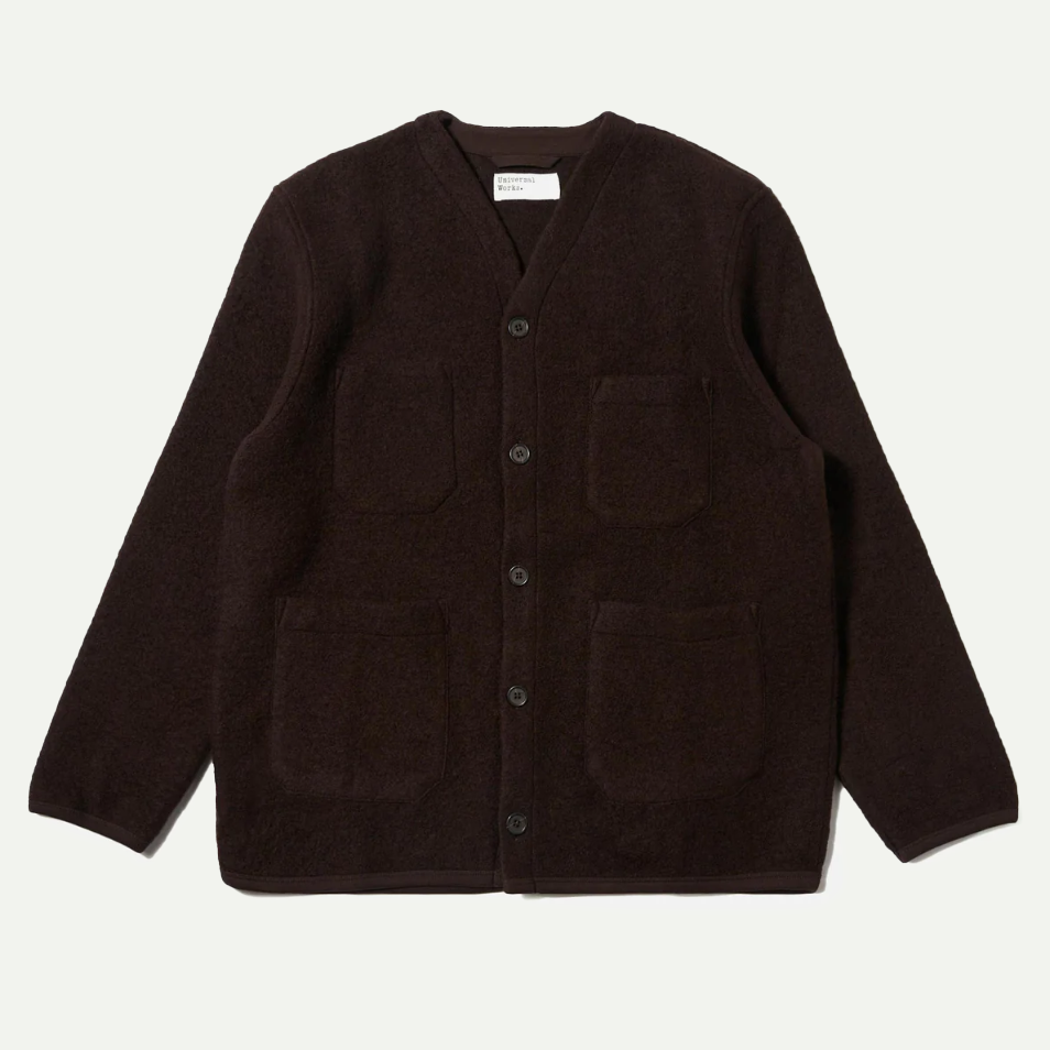 Brown Wool Fleece Cardigan