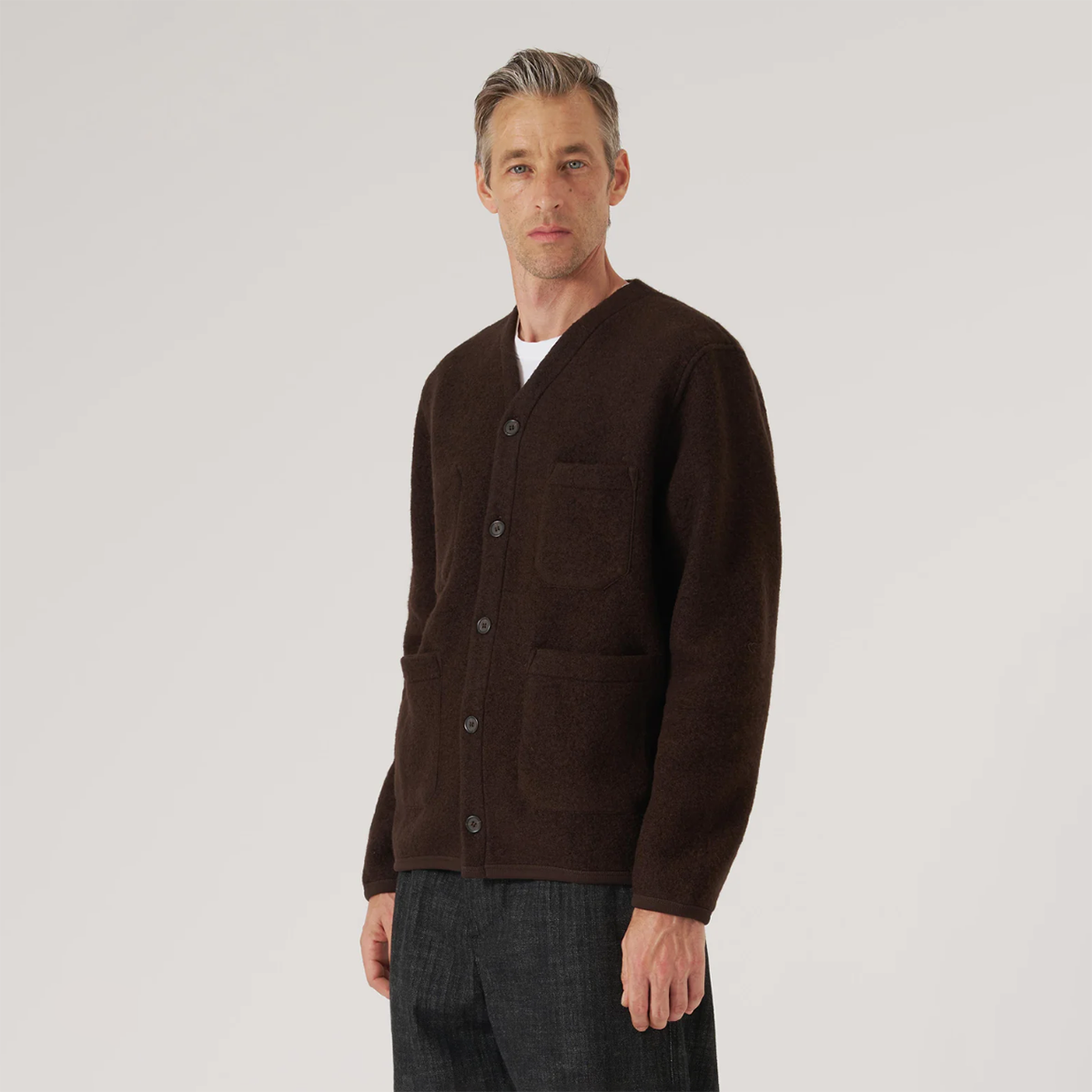 Brown Wool Fleece Cardigan