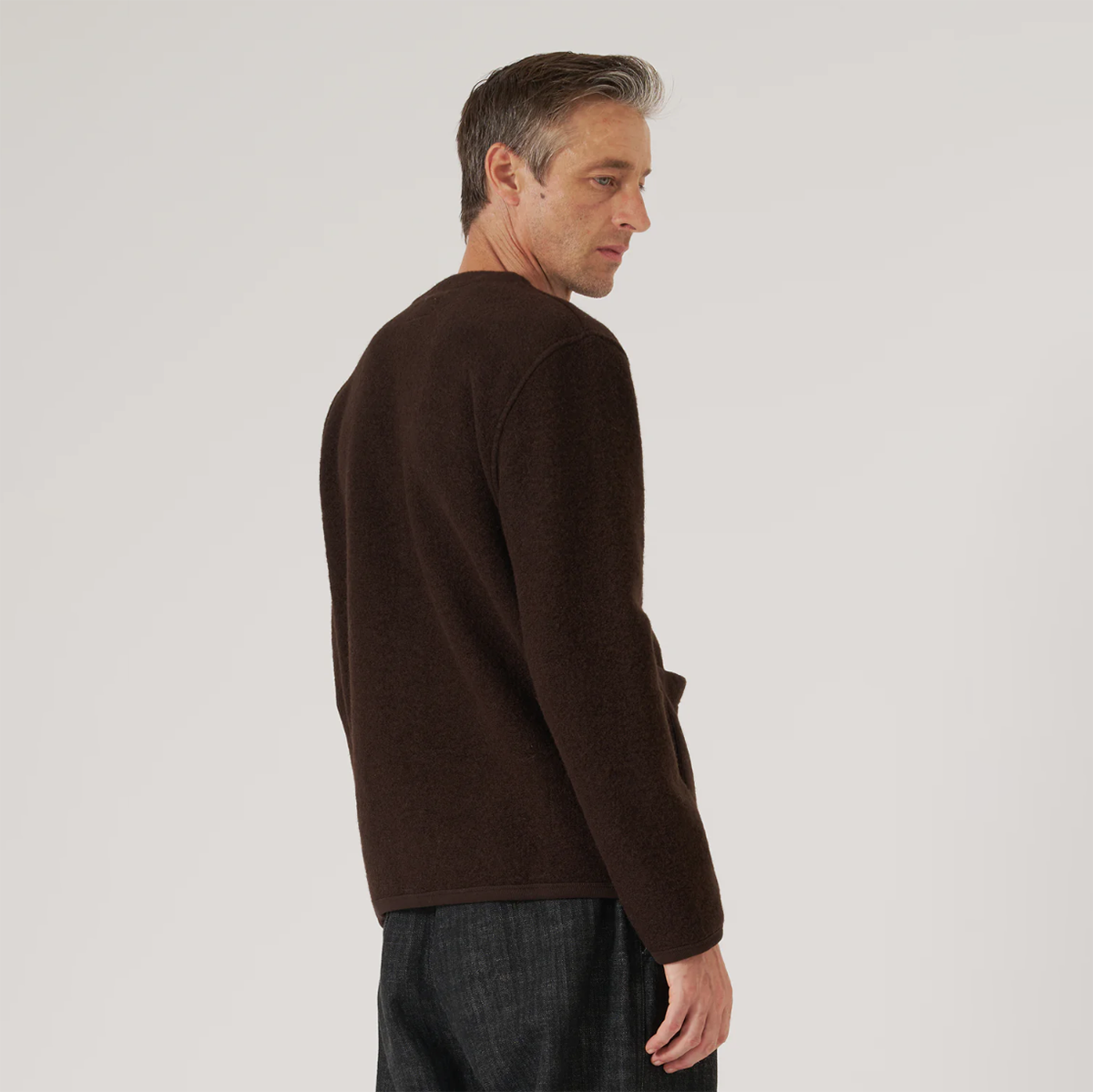 Brown Wool Fleece Cardigan