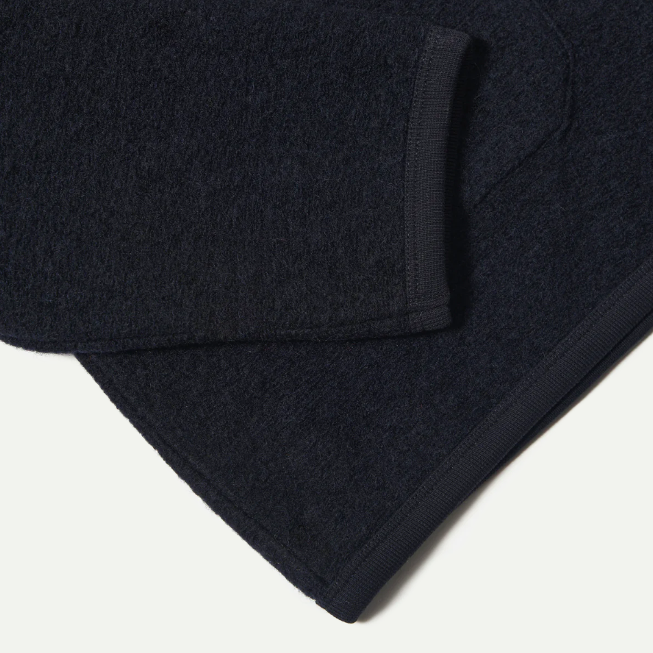 Navy Wool Fleece Cardigan