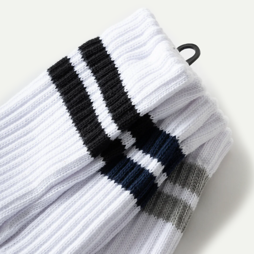 White Classic Stripe Stripe 3 Pack Crew Sock