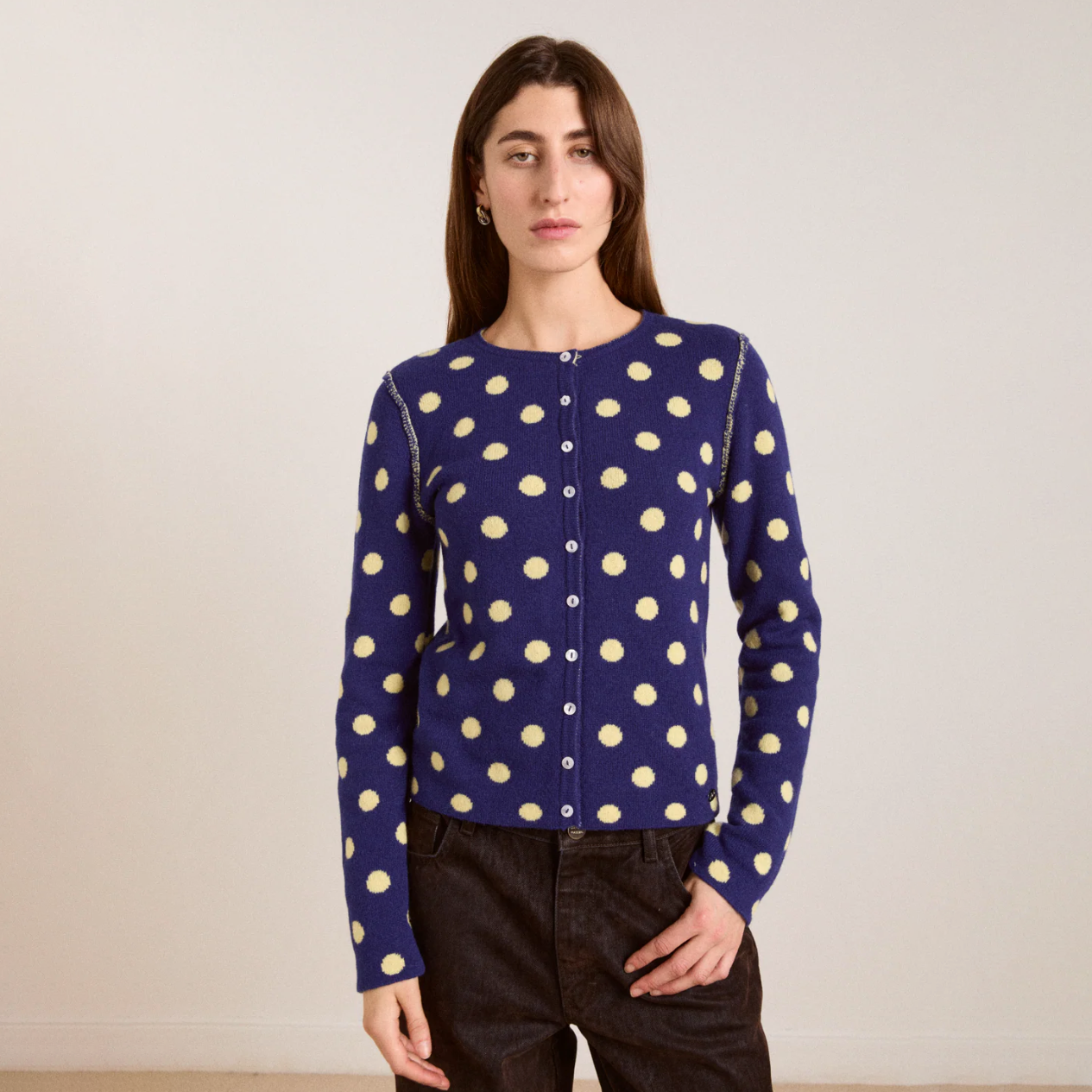 Navy/Butter Tabitha Reversible Cardigan