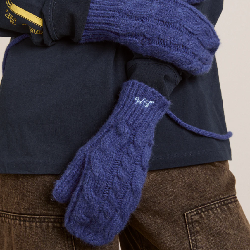 Cobalt Blue Cable String Mittens