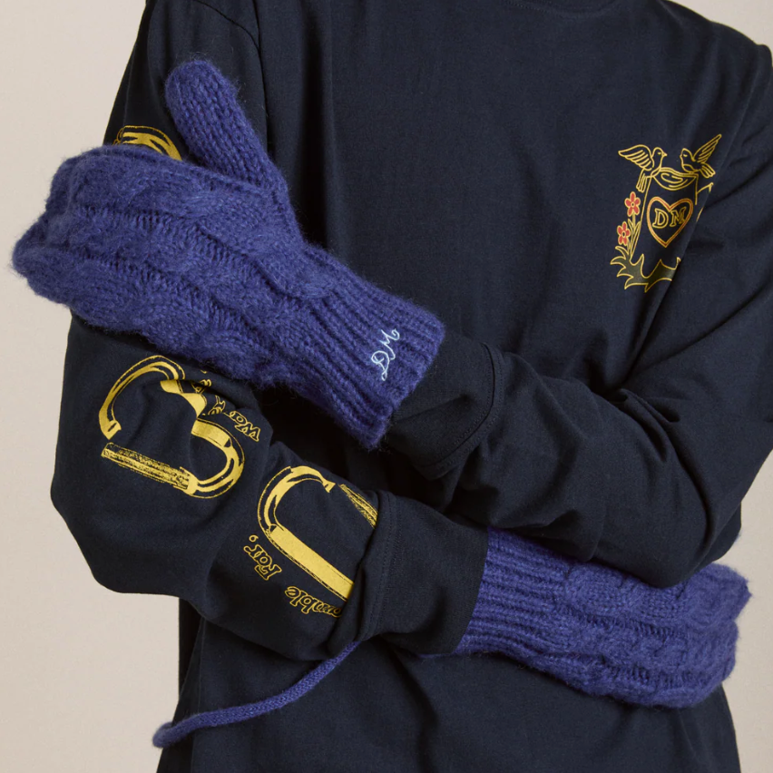 Cobalt Blue Cable String Mittens