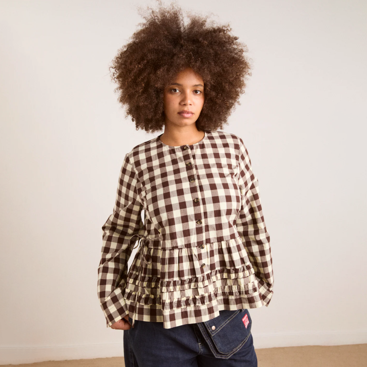 Butter Gingham Madison Blouse