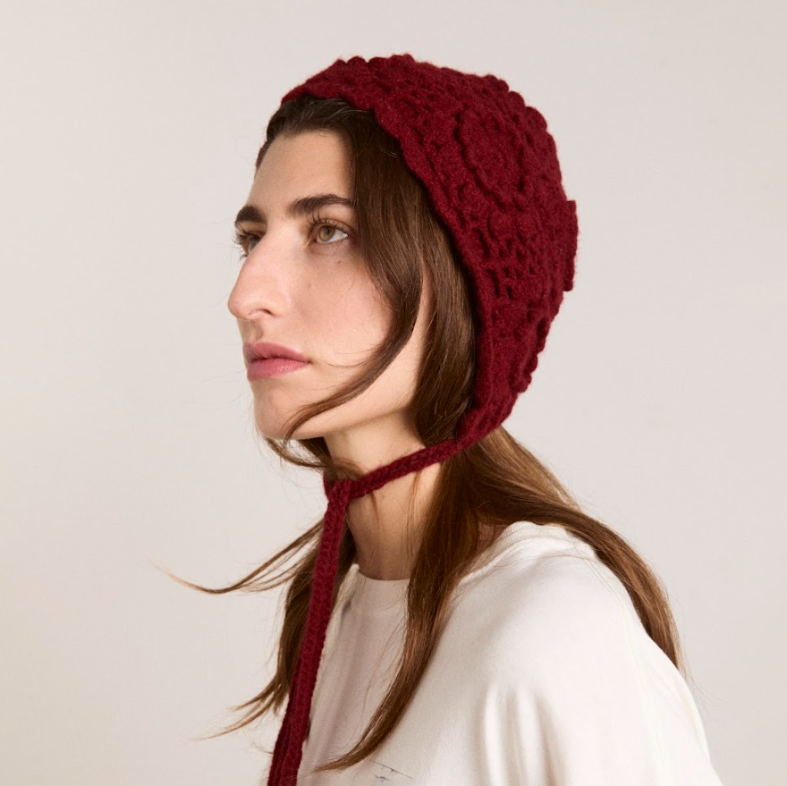 Burgundy Crochet Bonnet