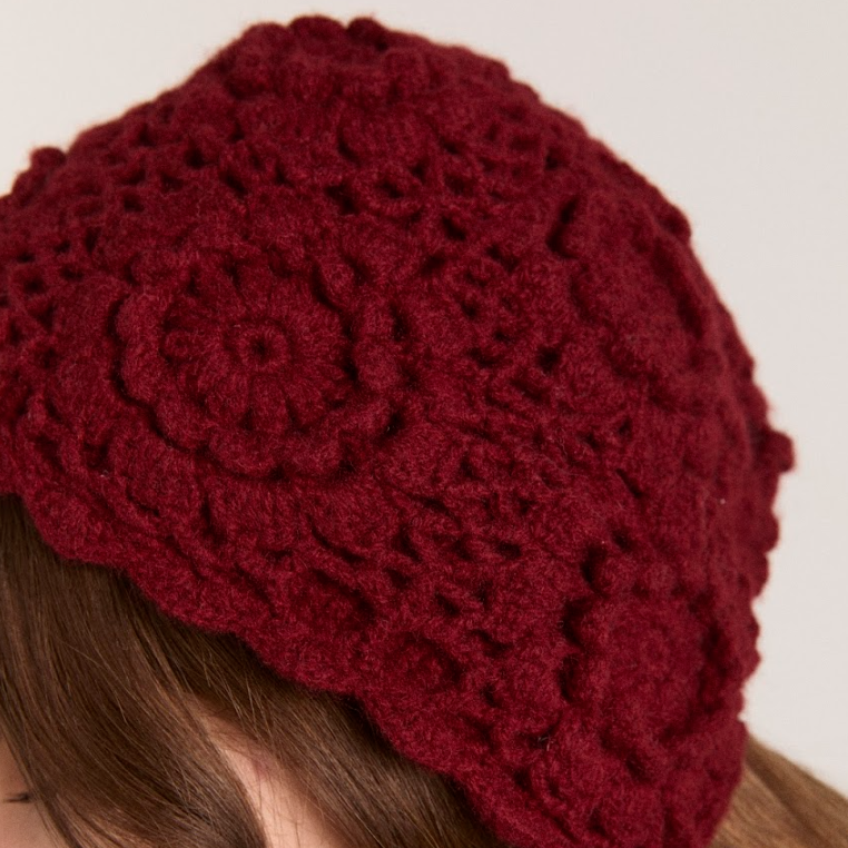 Burgundy Crochet Bonnet