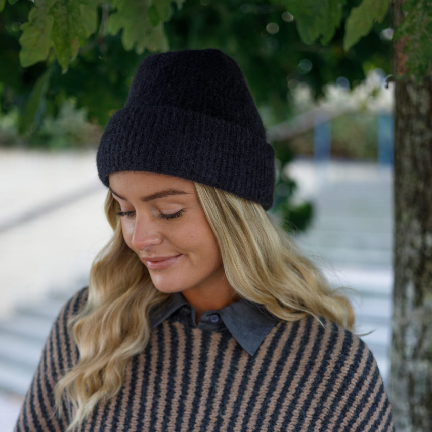 Black Ginger Rib Hat