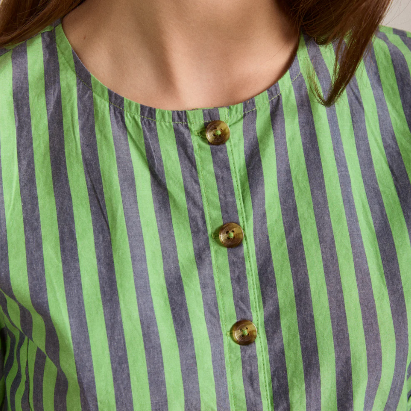 Navy/Green Stripe Madison Blouse
