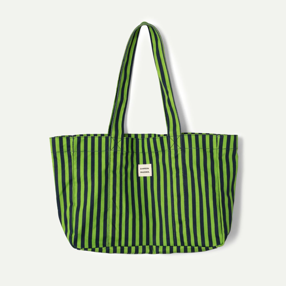 Navy/Lime Stripe DM Canvas Tote