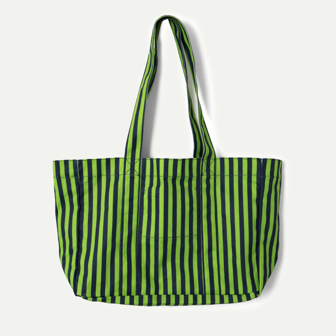 Navy/Lime Stripe DM Canvas Tote