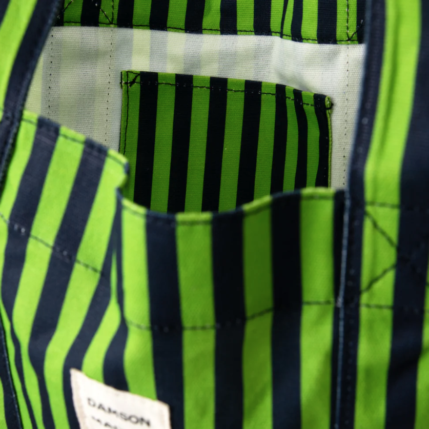 Navy/Lime Stripe DM Canvas Tote