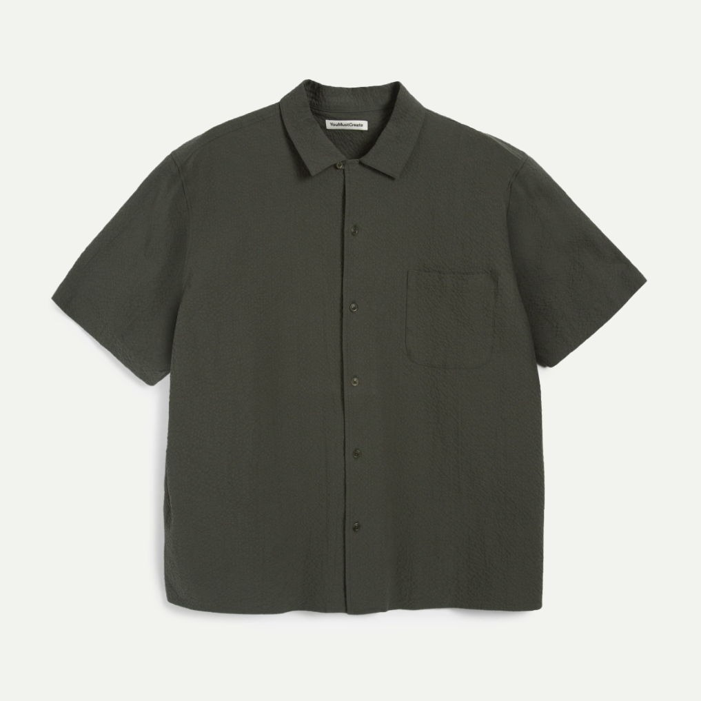 Dark Green Seersucker Malick Shirt