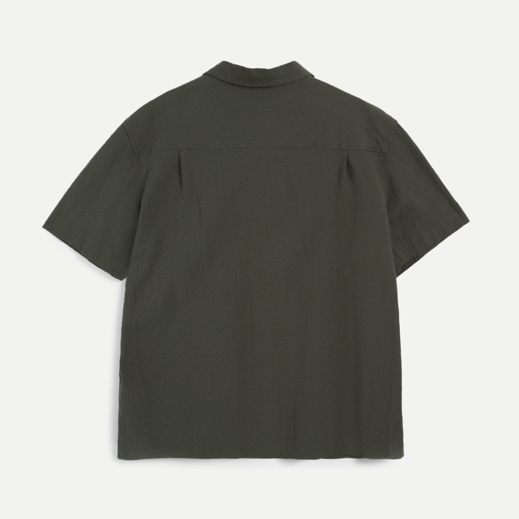 Dark Green Seersucker Malick Shirt