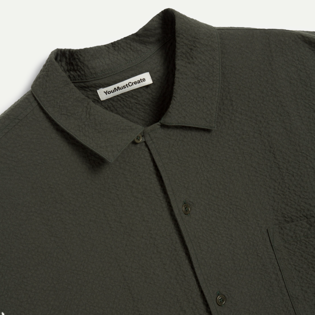 Dark Green Seersucker Malick Shirt