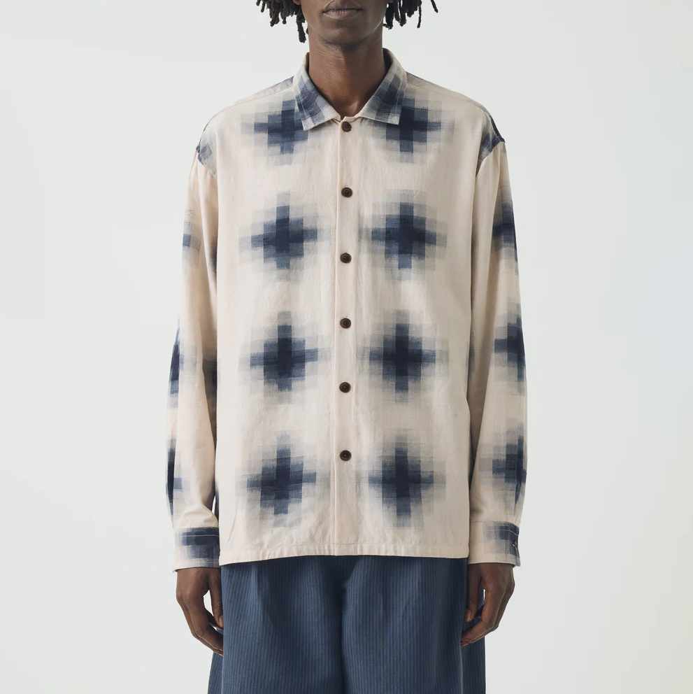 Slate/Putty Mosaic Cotton Ikat Shirt