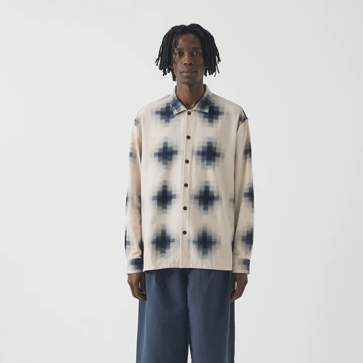 Slate/Putty Mosaic Cotton Ikat Shirt