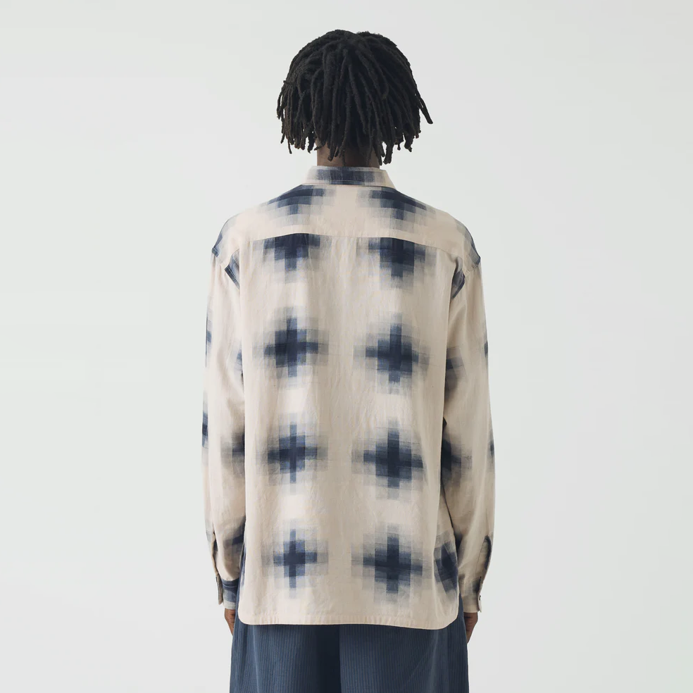 Slate/Putty Mosaic Cotton Ikat Shirt