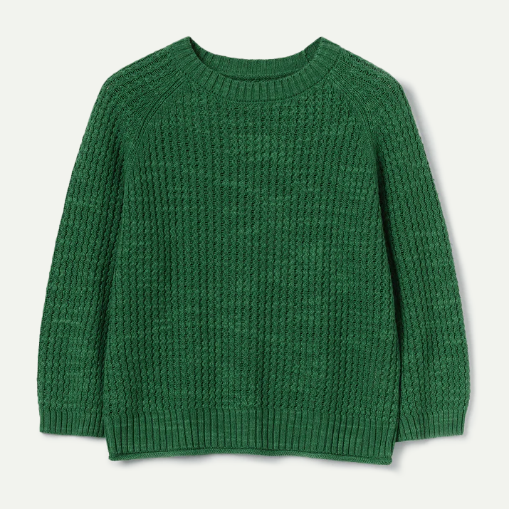 Viridian Green Textured Rib Linen Sweater